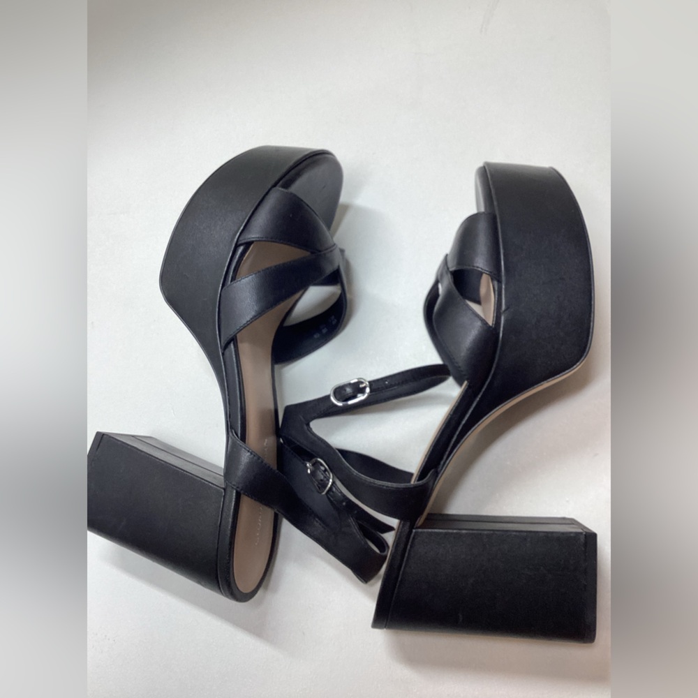 Stuart Weitzman Miami Black Strappy Block Heel Sandals with Ankle Buckle Size 10 - Picture 15 of 16
